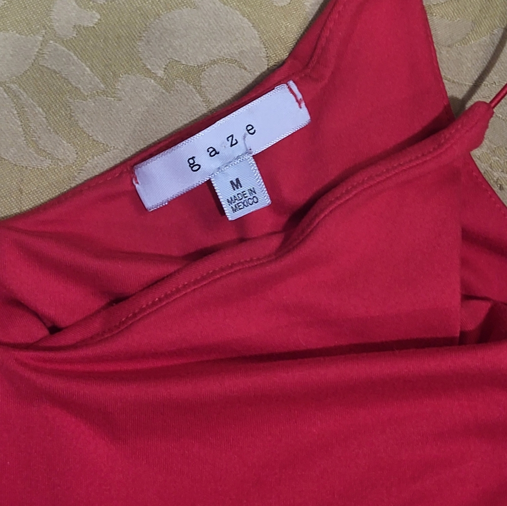 Set Of 2 Gaze Soft Red & Black Spaghetti Strap Bodysuits Sz M - Picture 8 of 10